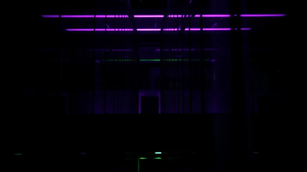 A high-contrast macro photograph of dark architectural lines
